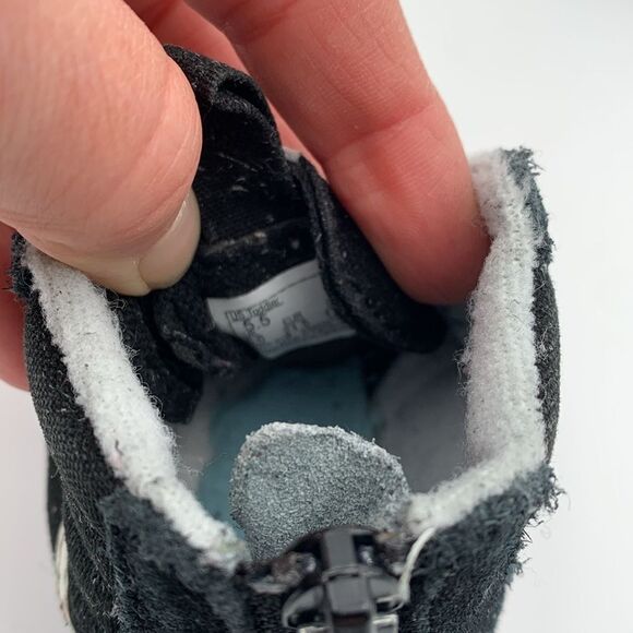 Vans black suede leather hi top Sneakers with floral racing stripe toddler 5.5 - Picture 10 of 11